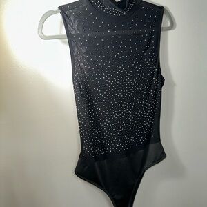 Black Sparkly Bodysuit with Mock Turtleneck